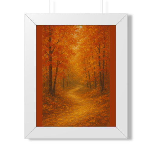 Autumn Path Framed Vertical Poster| Fall Wall Art| Seasonal Decor| Nature Print| Cozy Home Decoration