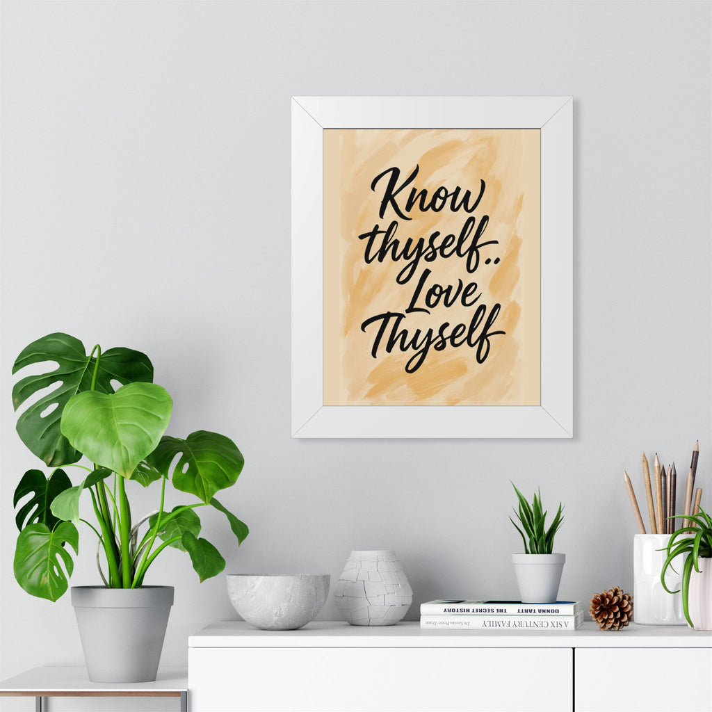 Vertical Poster - 'Know Thyself Love Thyself' Beige Background