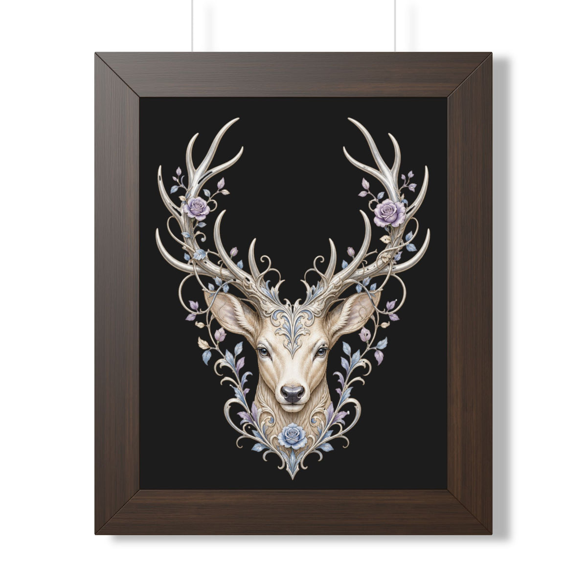 Floral Stag Framed Poster