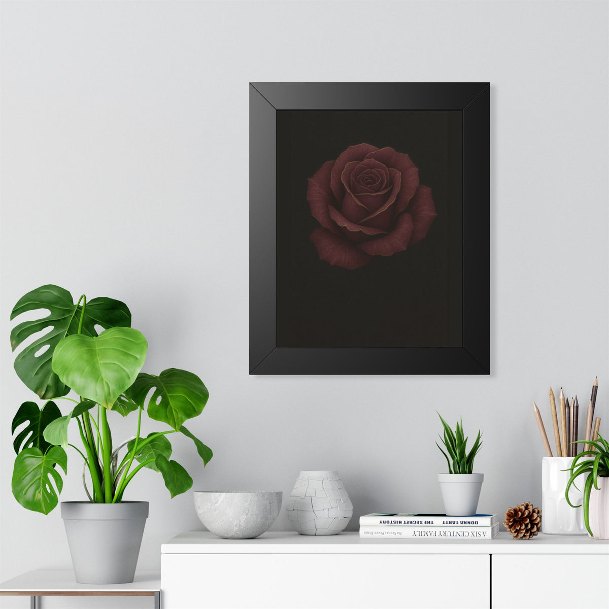 Elegant Rose Framed Vertical Poster, Wall Art