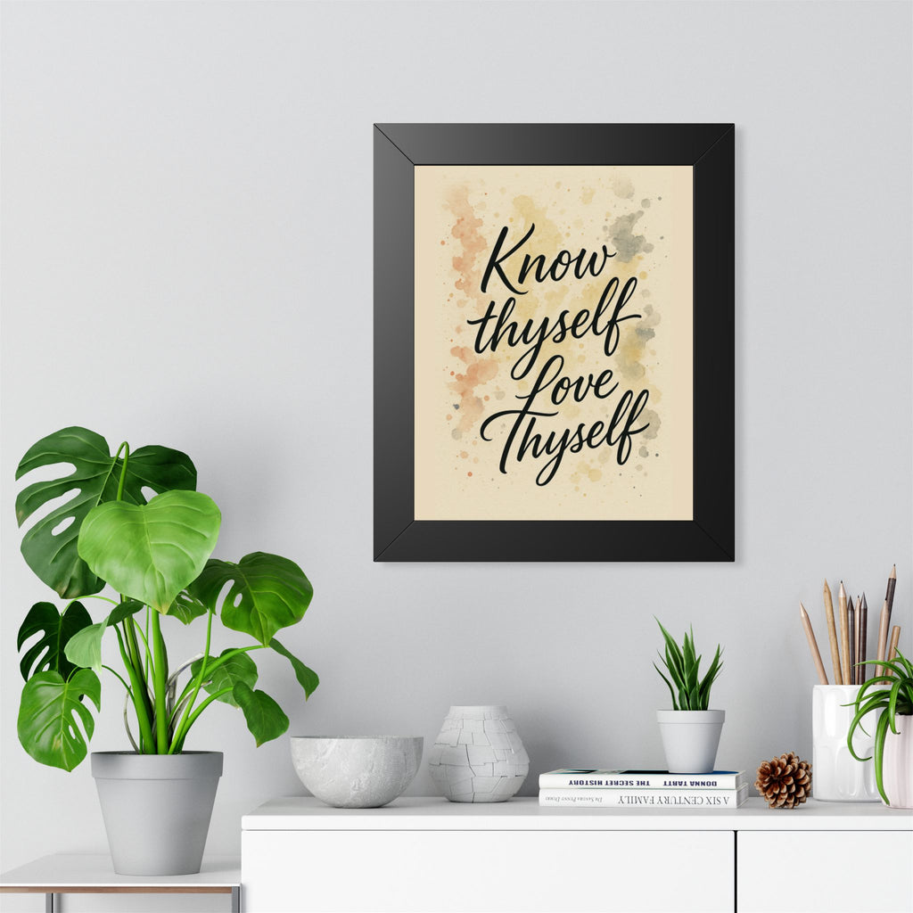 Vertical Poster - Know Thyself Love Thyself with Watercolor Background