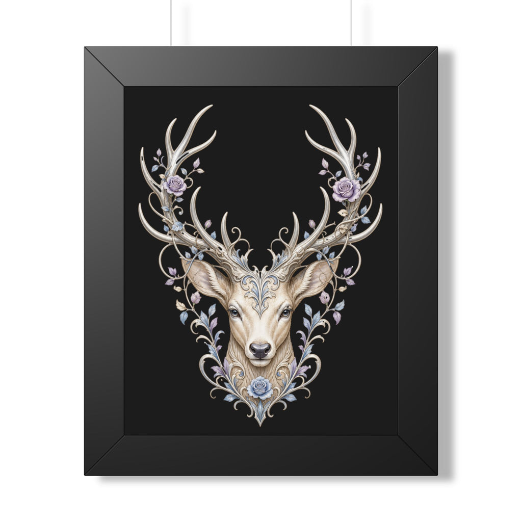 Floral Stag Framed Poster