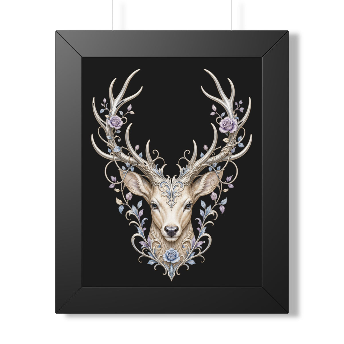 Floral Stag Framed Poster