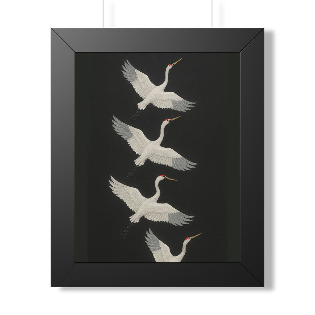 Elegant Crane Framed Vertical Poster