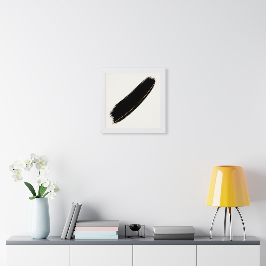 Minimalist Framed Vertical Poster, Black and Gold Wall Art, Modern