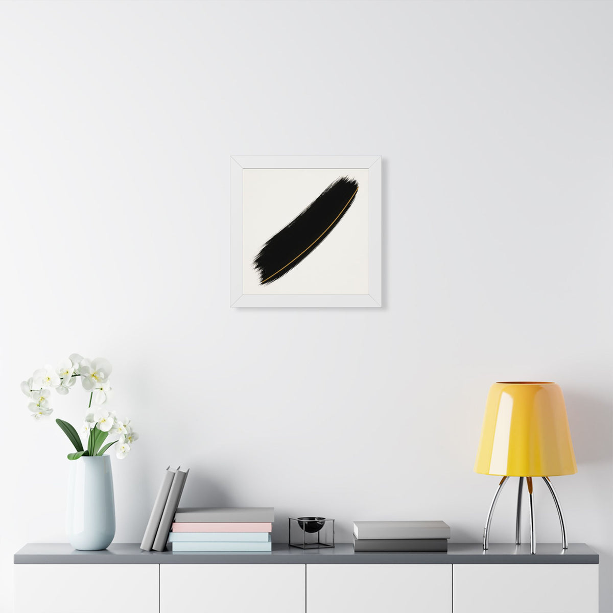 Minimalist Framed Vertical Poster, Black and Gold Wall Art, Modern