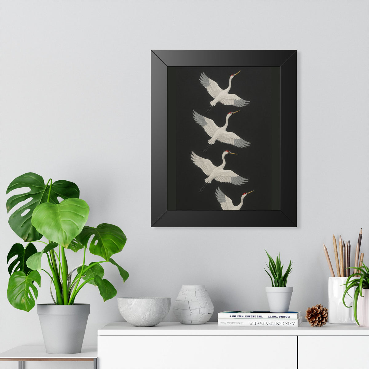 Elegant Crane Framed Vertical Poster