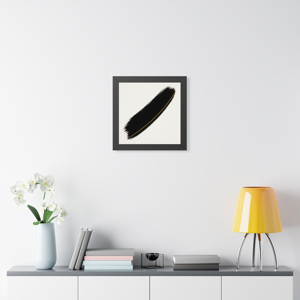 Minimalist Framed Vertical Poster, Black and Gold Wall Art, Modern