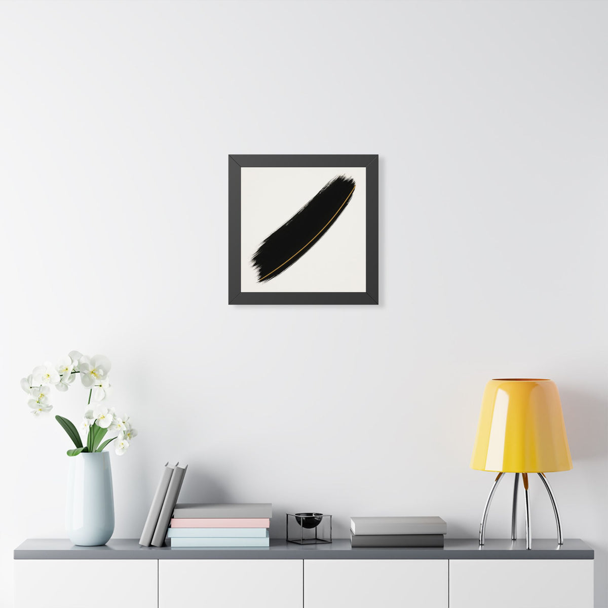 Minimalist Framed Vertical Poster, Black and Gold Wall Art, Modern