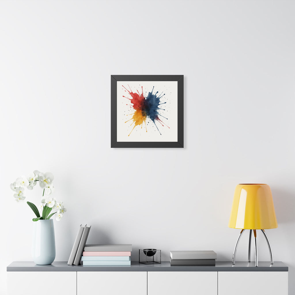 Vibrant Framed Vertical Poster| Abstract Wall Art| Color Splash Decor
