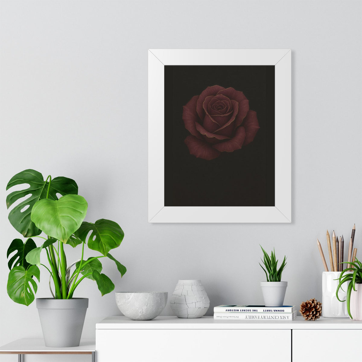Elegant Rose Framed Vertical Poster, Wall Art
