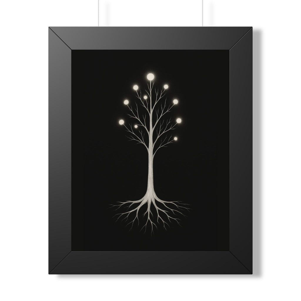 Vertical Poster - Ethereal Tree on Black Background