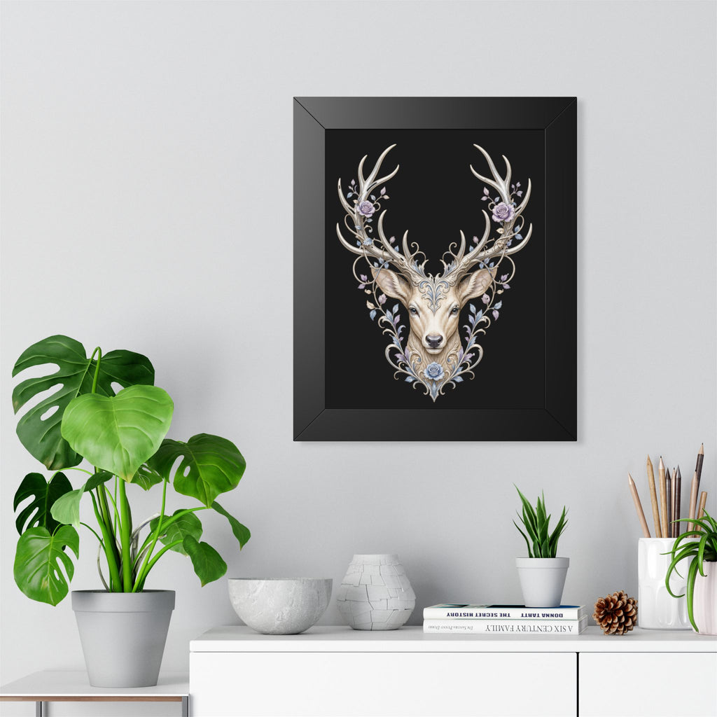 Floral Stag Framed Poster