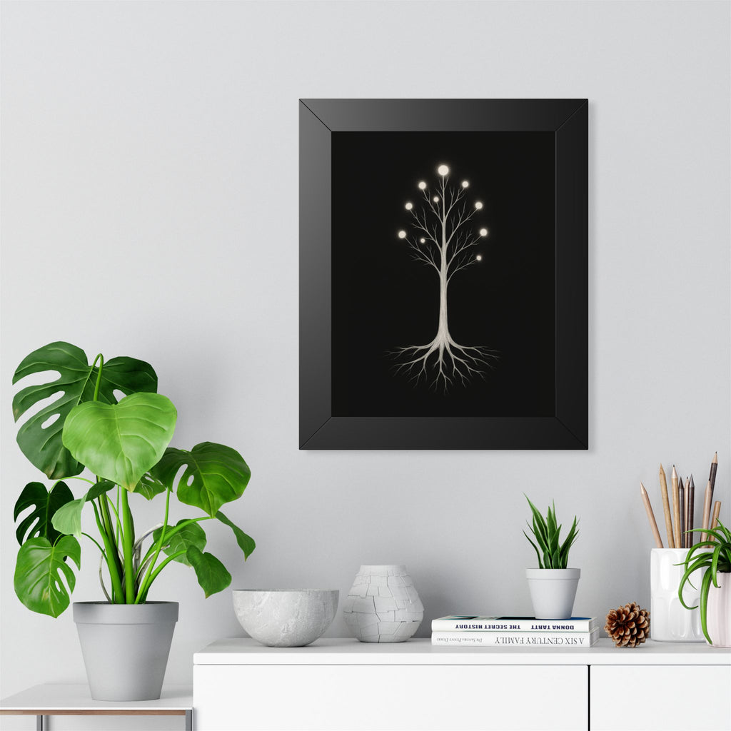 Vertical Poster - Ethereal Tree on Black Background