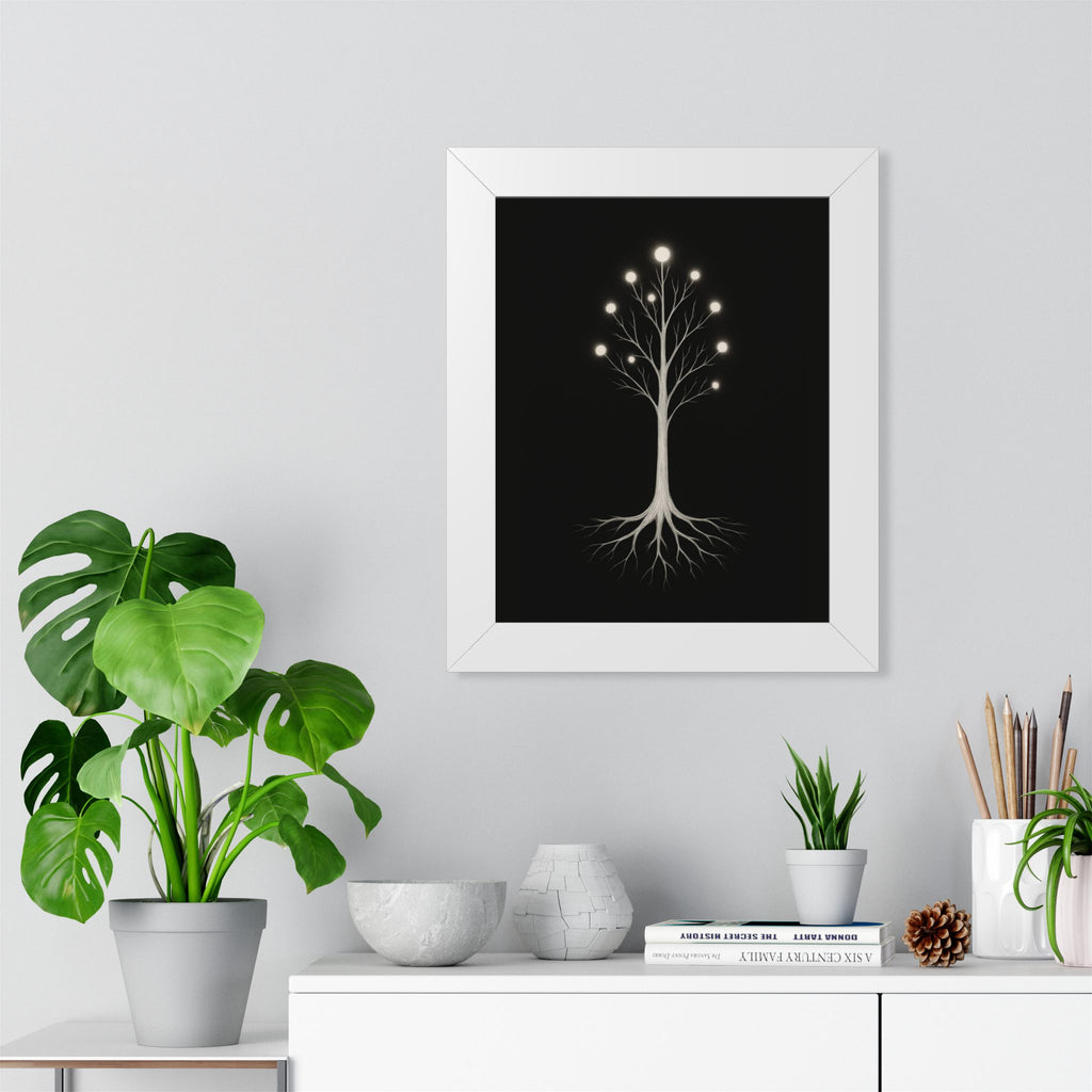 Vertical Poster - Ethereal Tree on Black Background