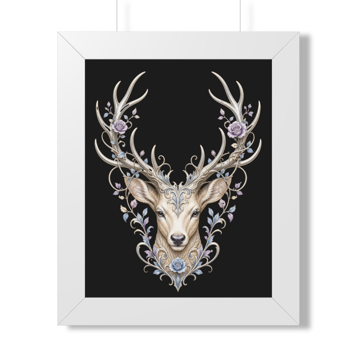 Floral Stag Framed Poster