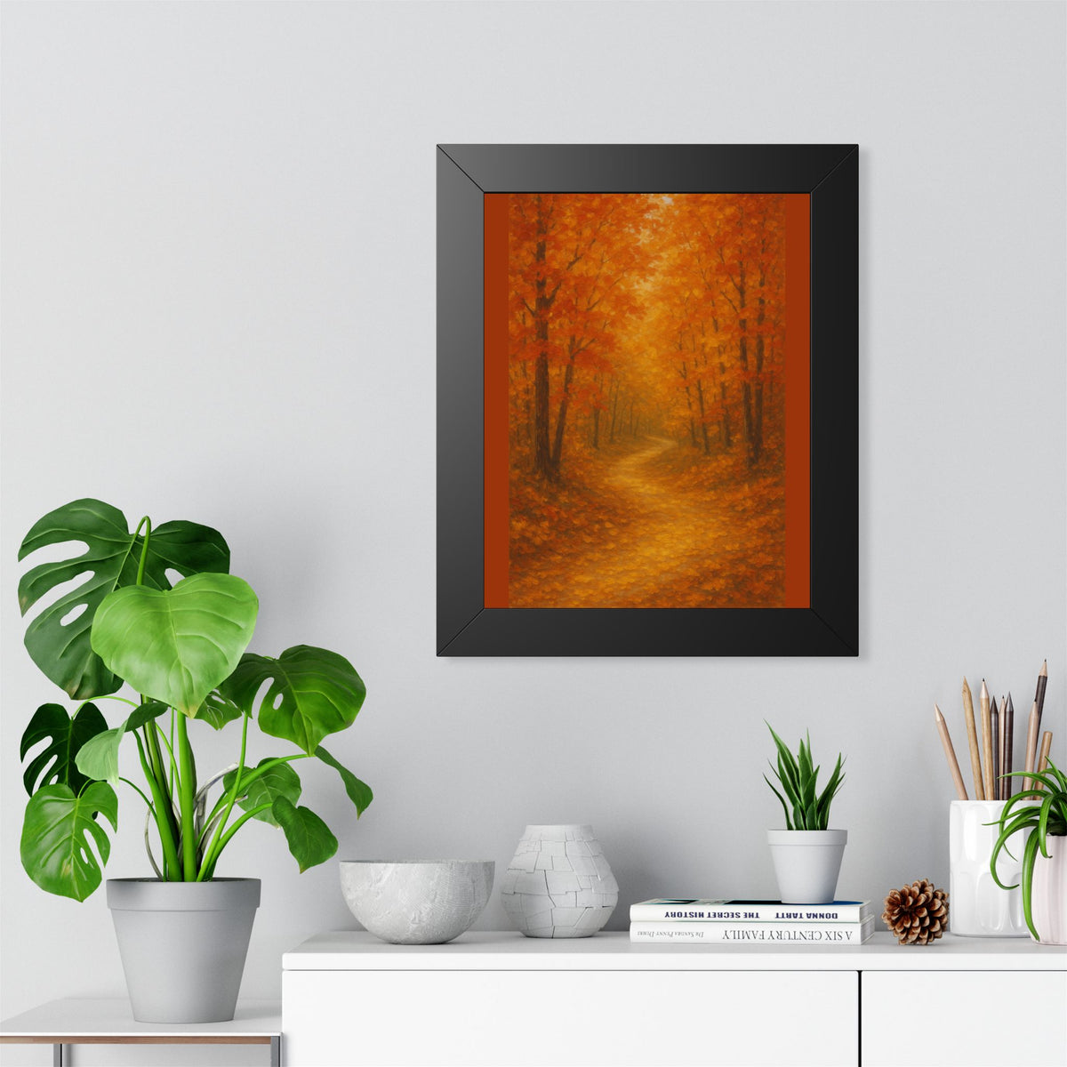 Autumn Path Framed Vertical Poster| Fall Wall Art| Seasonal Decor| Nature Print| Cozy Home Decoration