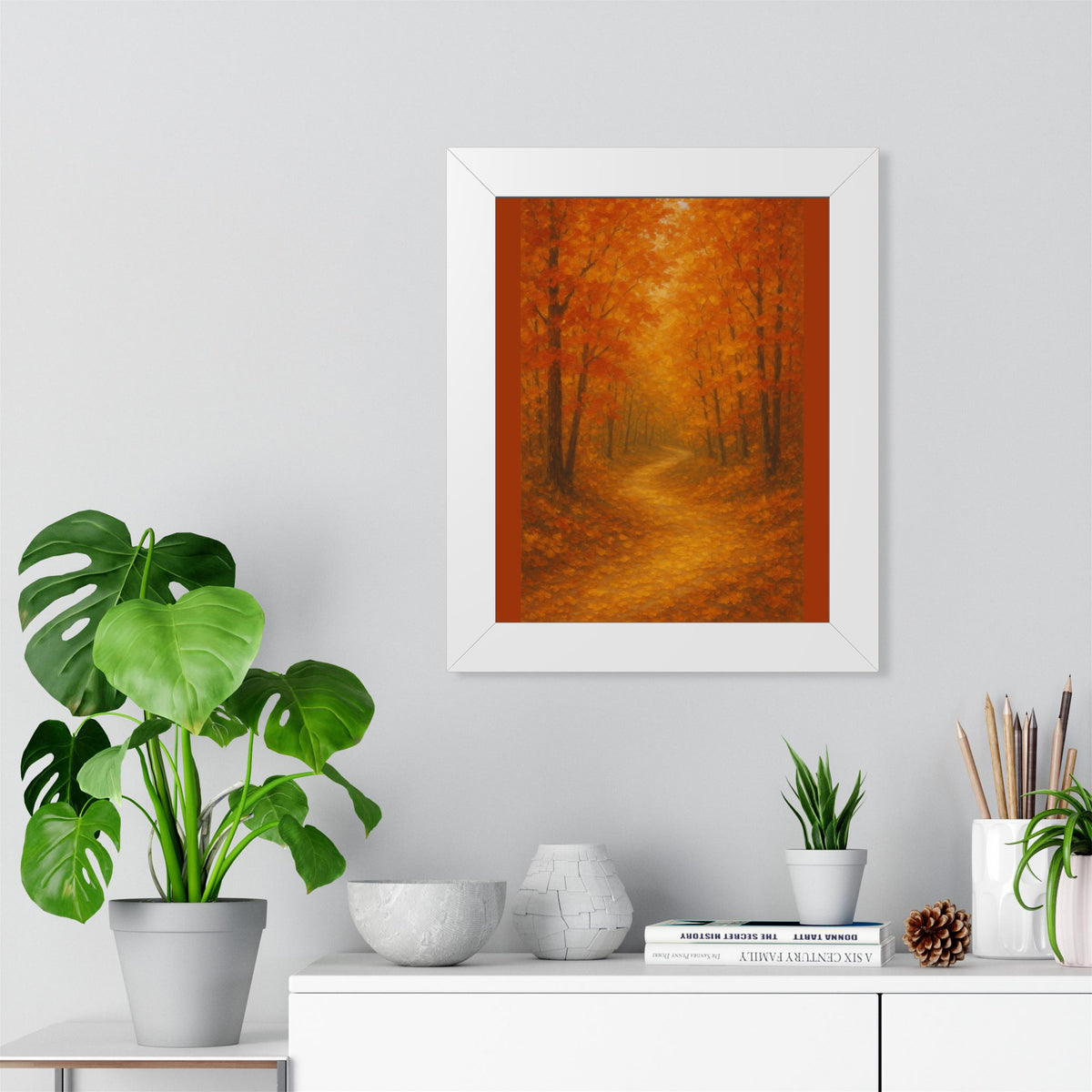 Autumn Path Framed Vertical Poster| Fall Wall Art| Seasonal Decor| Nature Print| Cozy Home Decoration